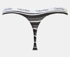 Calvin Klein Women's Carousel Thongs 3-Pack - Cedar/Grey Heather/Stripe