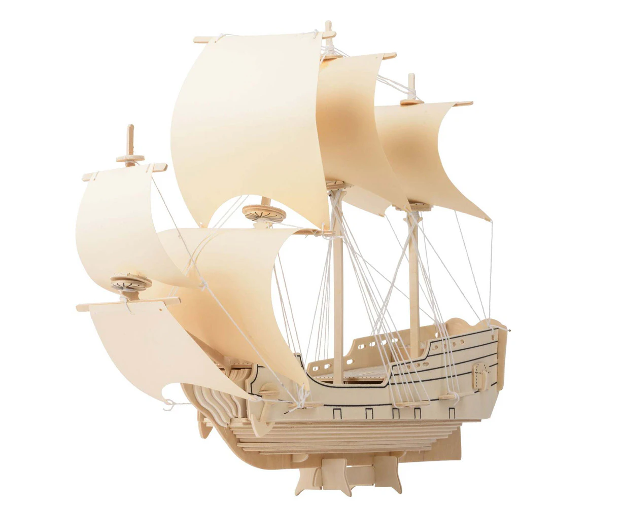 128pc Heebie Jeebies HMS Endeavour Ship 3D Wooden Puzzle Kids Building Kit 8+