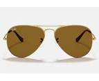 Mens Ray Ban Sunglasses Rb3025 Aviator Classic Polished Gold/Brown Sunnies - M