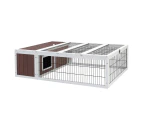 Large Wooden Rabbit Hutch Chicken Coop 124x90x35cm Outdoor Run Cage House