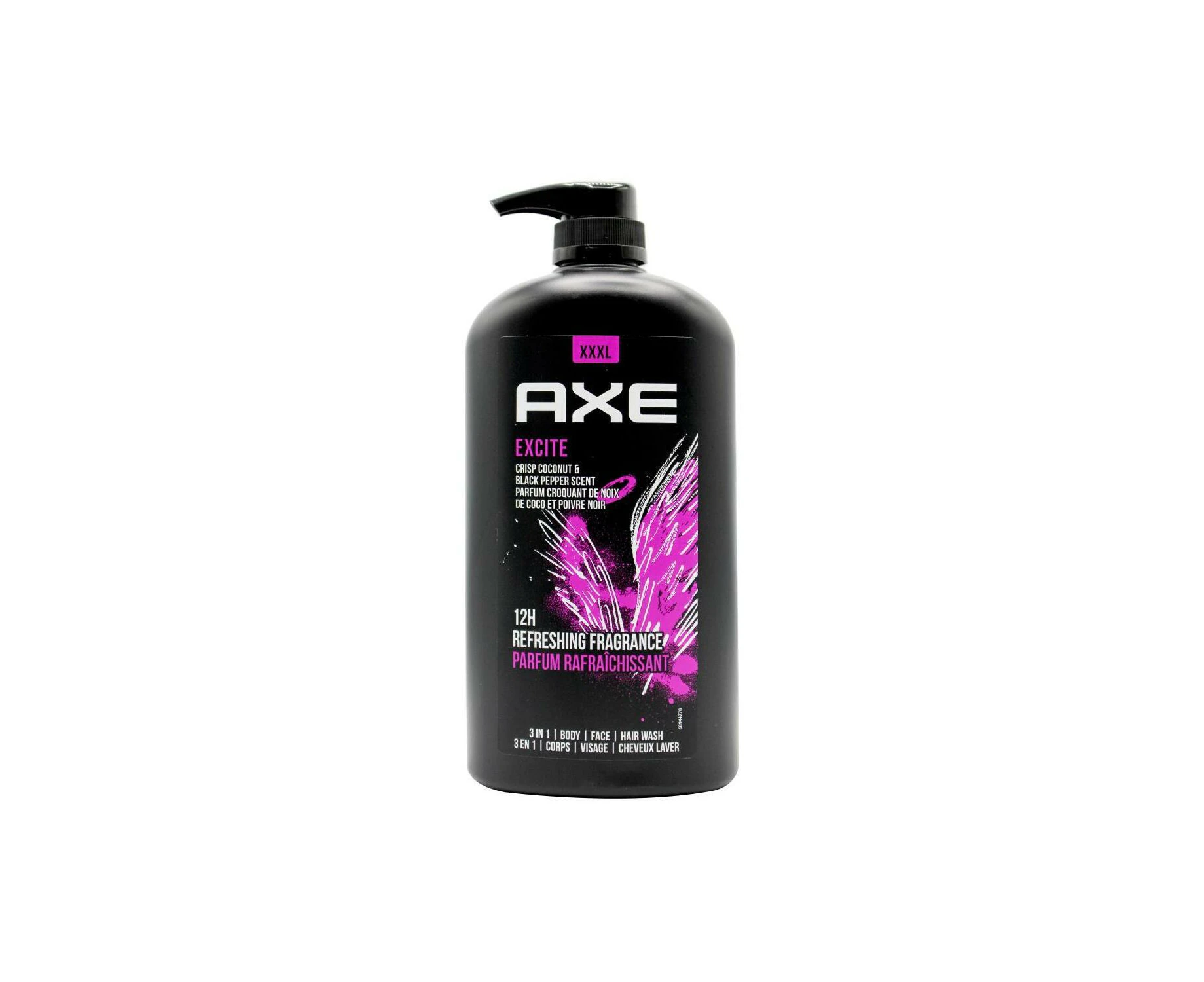 Axe 3in1 Body + Face + Hair Wash Excite Crisp Coconut & Black Pepper Scent 1L