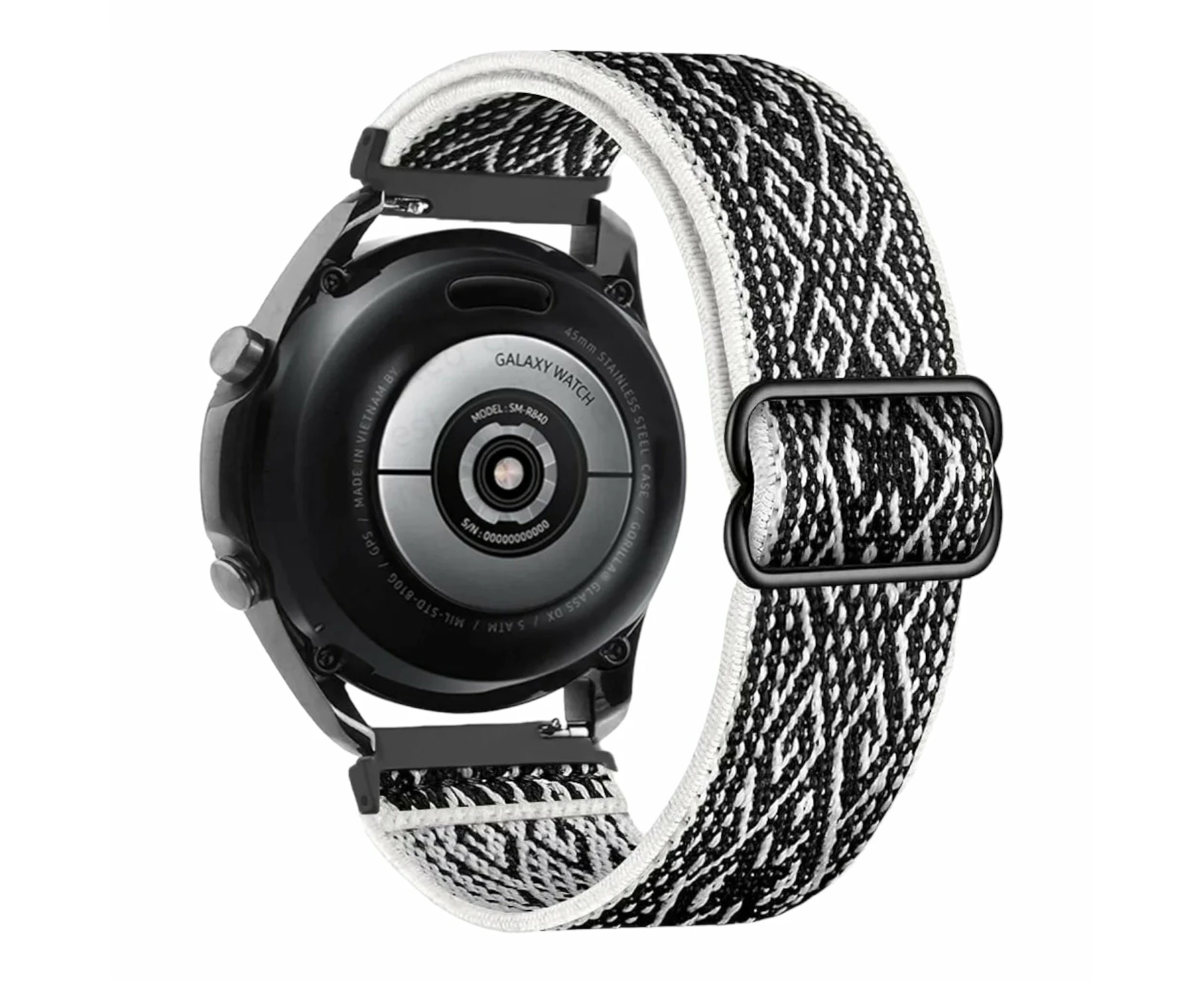 Hugo Boss 22mm Range Braided Loop Flex Watch Straps - Bohemian Black White