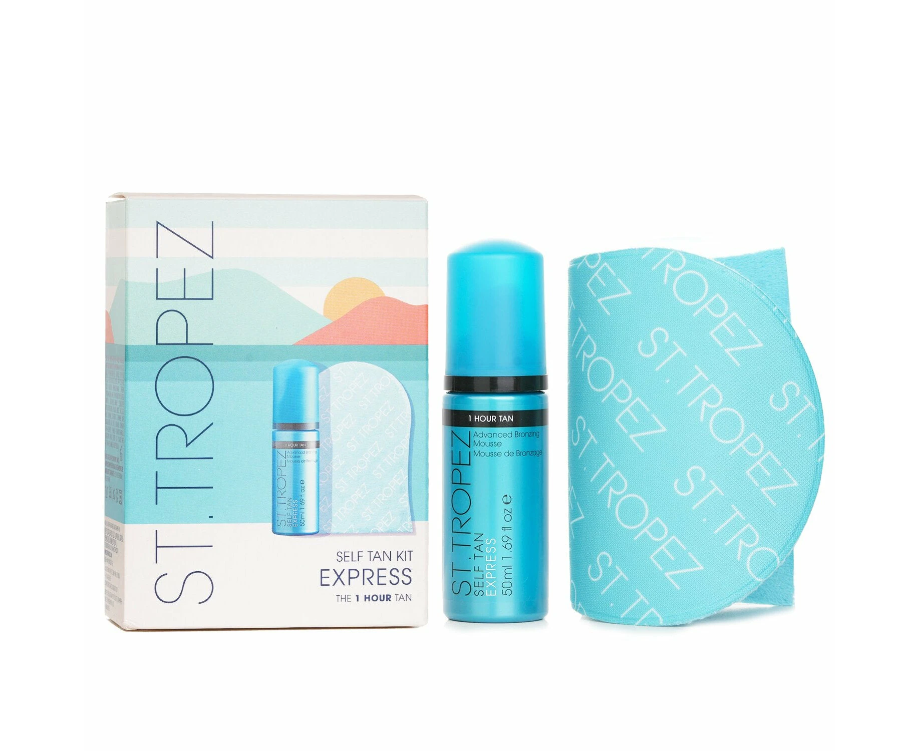 St. Tropez Self Tan Express Mini Kit: Tinted Tanning Mousse 50ml + Application Mitt  2pcs