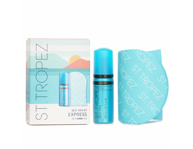 St. Tropez Self Tan Express Mini Kit: Tinted Tanning Mousse 50ml + Application Mitt  2pcs