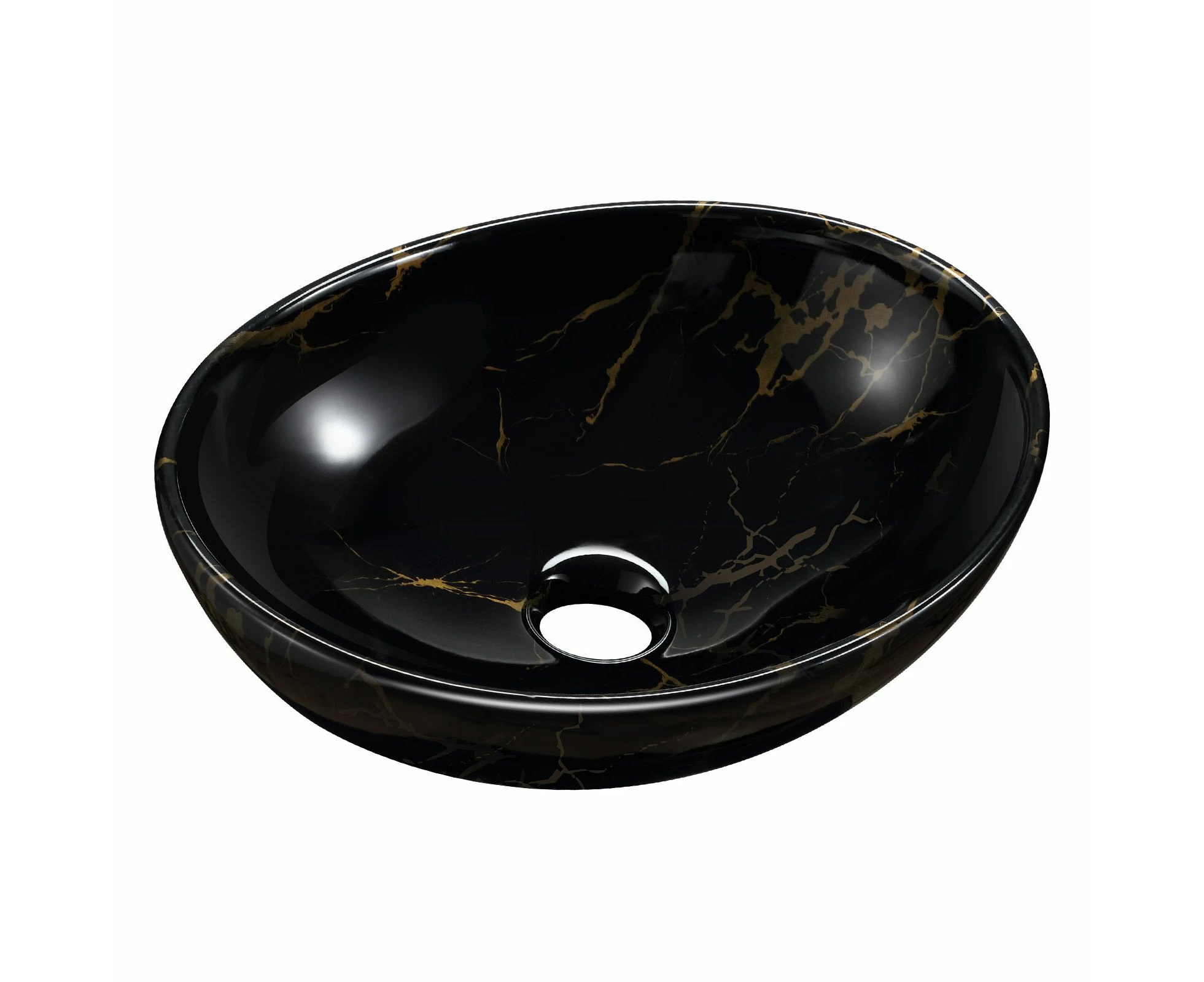 Bathroom Sink Basin Vessel Washing Vanity Bowl Countertop Above Counter Toilet Hand Wash Modern Oval Ceramic Black 41x34x14.5cm