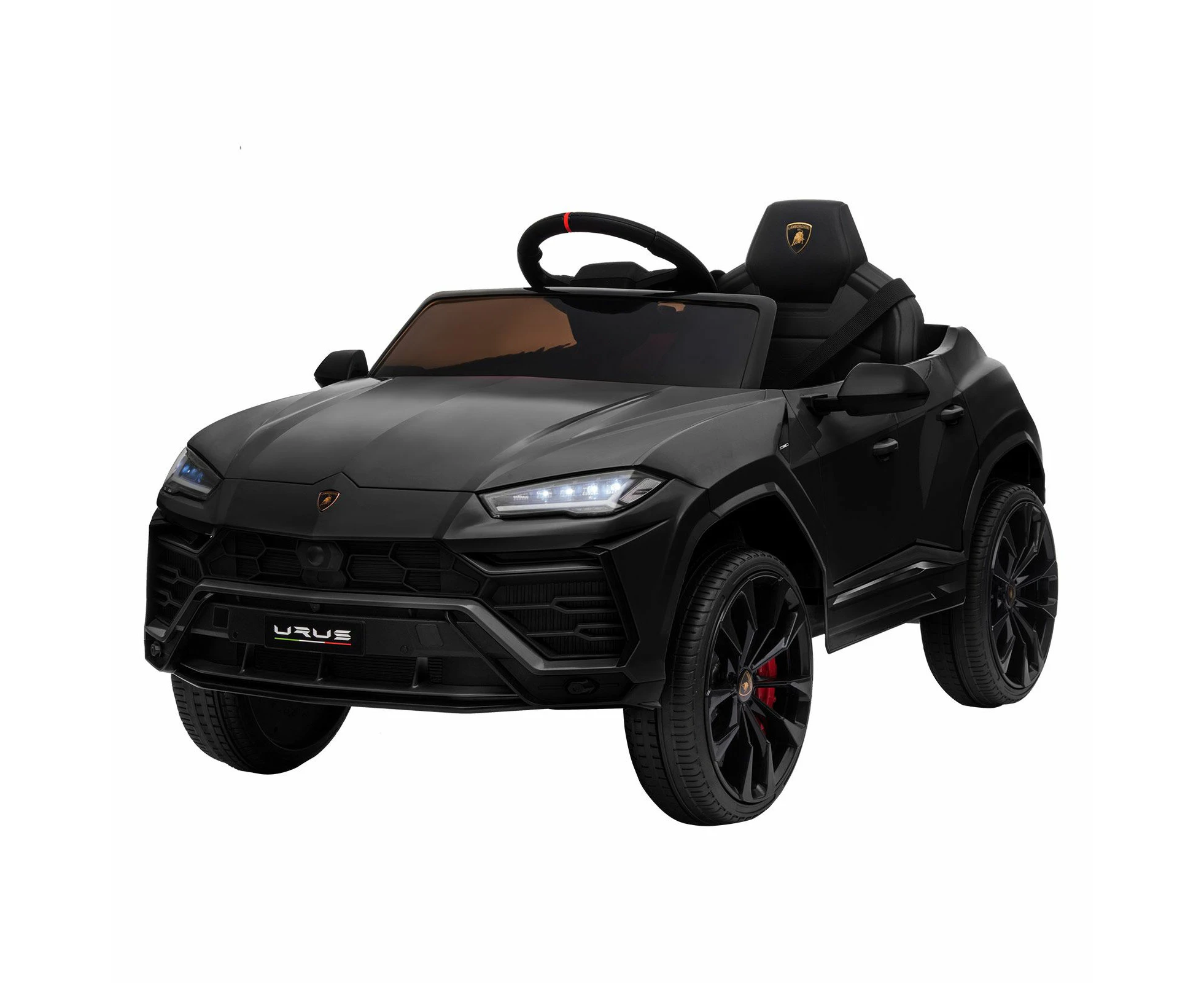 Kids Electric Car Toy RC Ride On Parental Remote Control 12V Pedal Off Road Vehicle Lamborghini Urus Licensed Black with Bluetooth MP3 Light