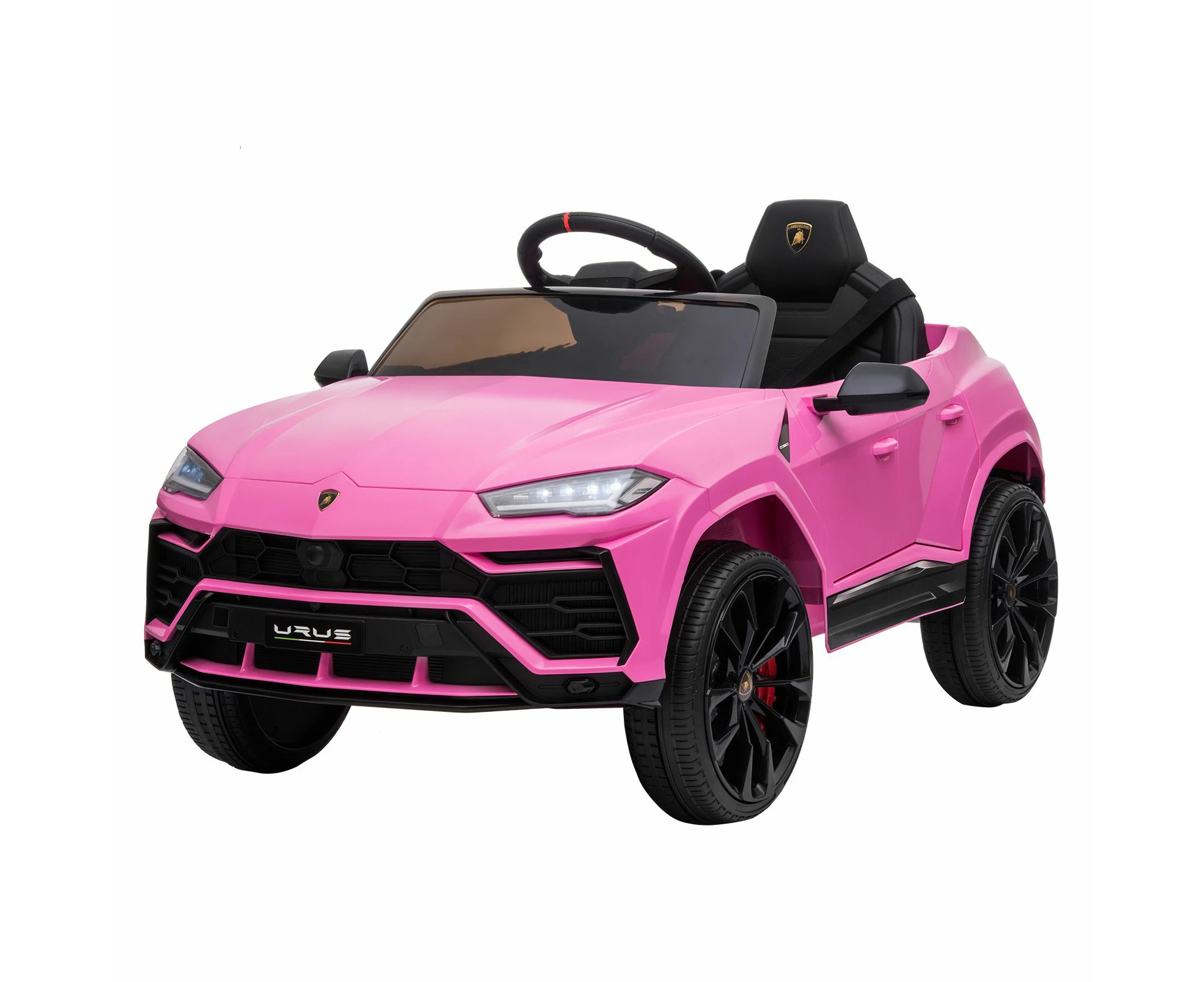 Kids Electric RC Car Ride On Toy Parental Remote Control Pedal 12V Off Road Vehicle Lamborghini Urus Licensed Pink with MP3 Light Bluetooth