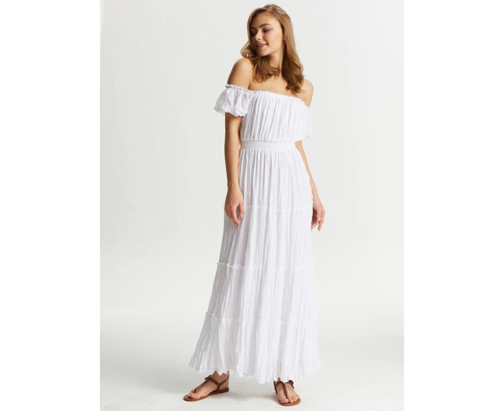 Aqua Perla Womens Gypsy White Maxi Beach Dress