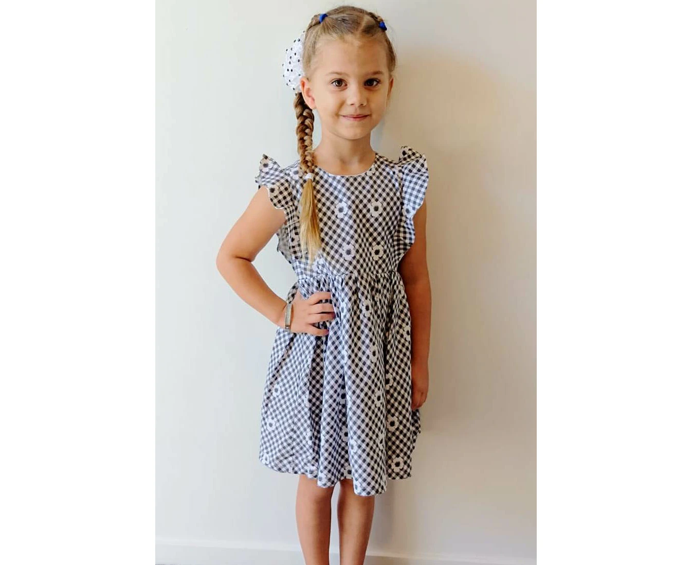 Mamino Girl Elisa Black White Gingham Dress