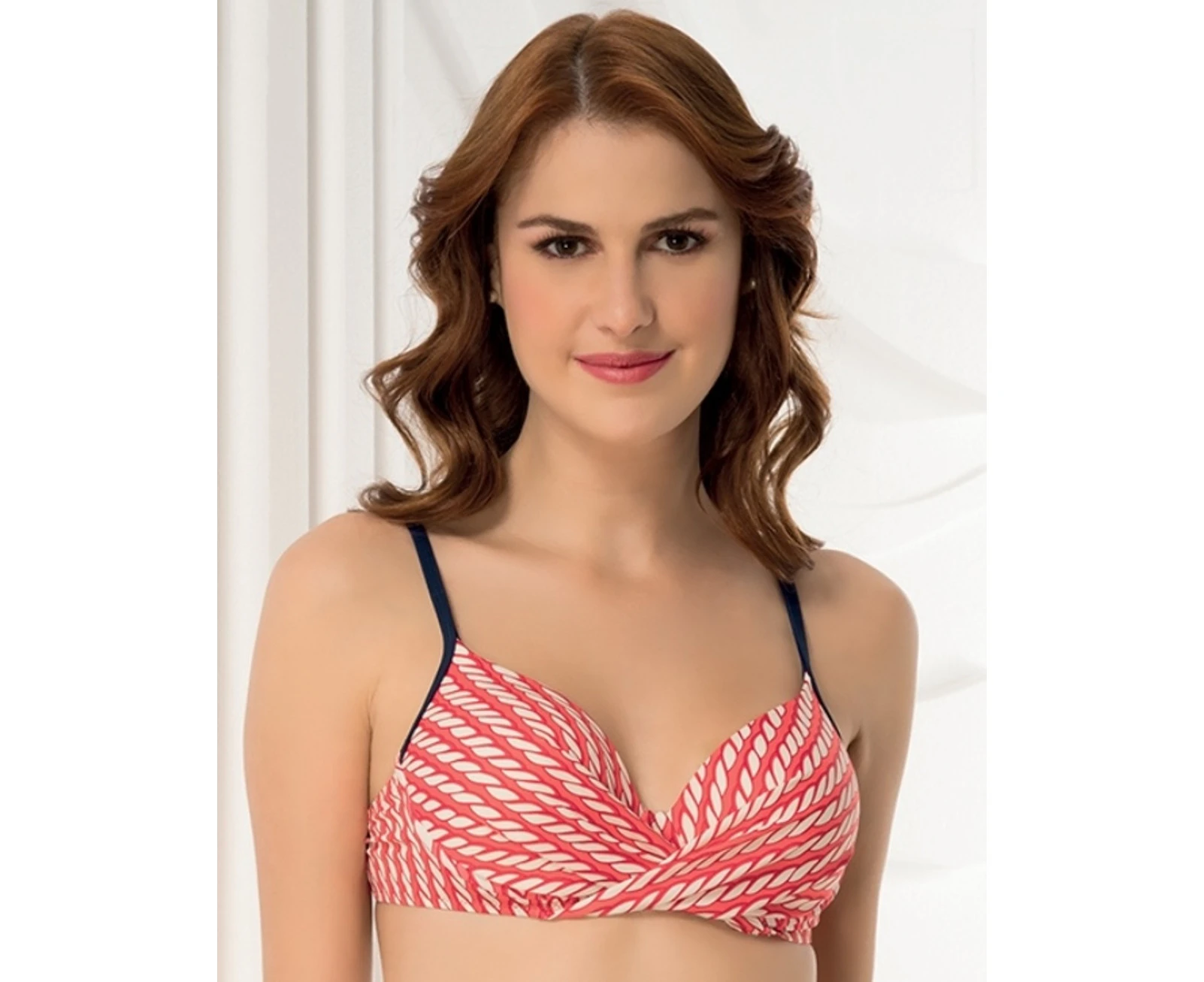 Aqua Perla Womens Red Navy Girl Red Bikini Top