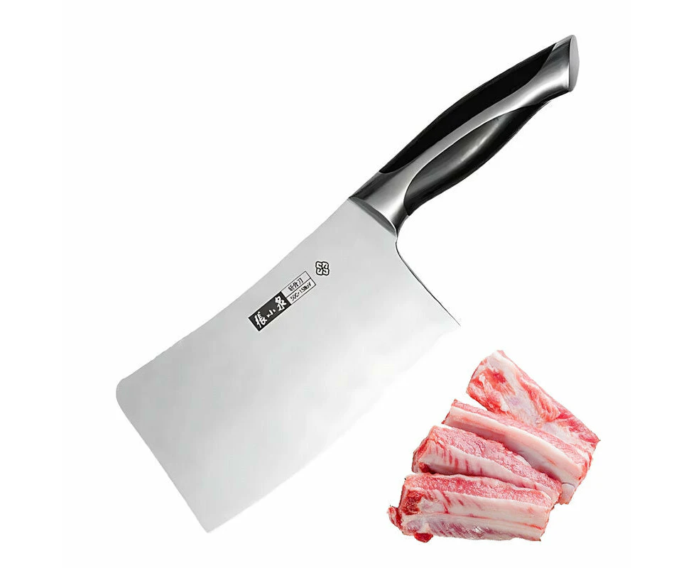 ZhangXiaoQuan Chinese Meat Cleaver, 50Cr15 Stainless Steel Heavy Duty Chopper Knife Kitchen Knife for Meat Vegetable Chef Knife White