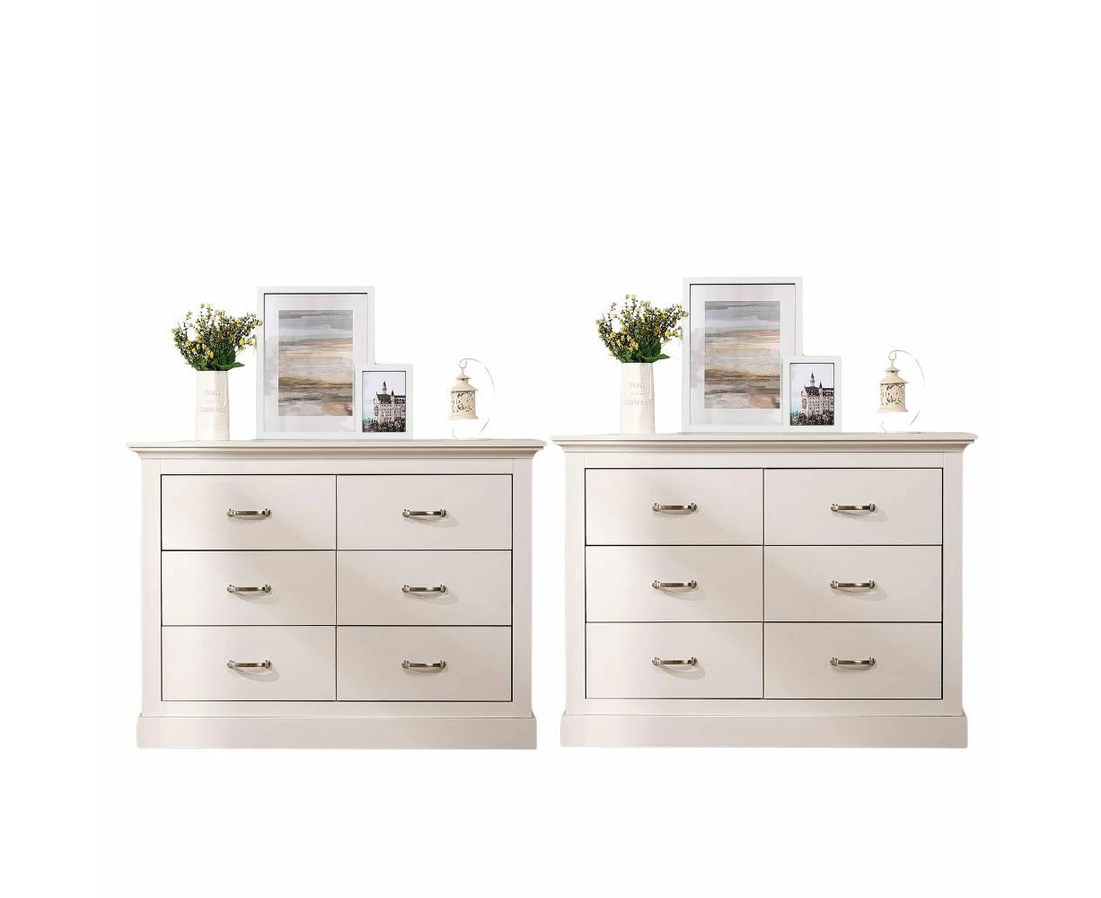 Cosmoliving 6 Chest of Drawers White Drawer Dresser x 2