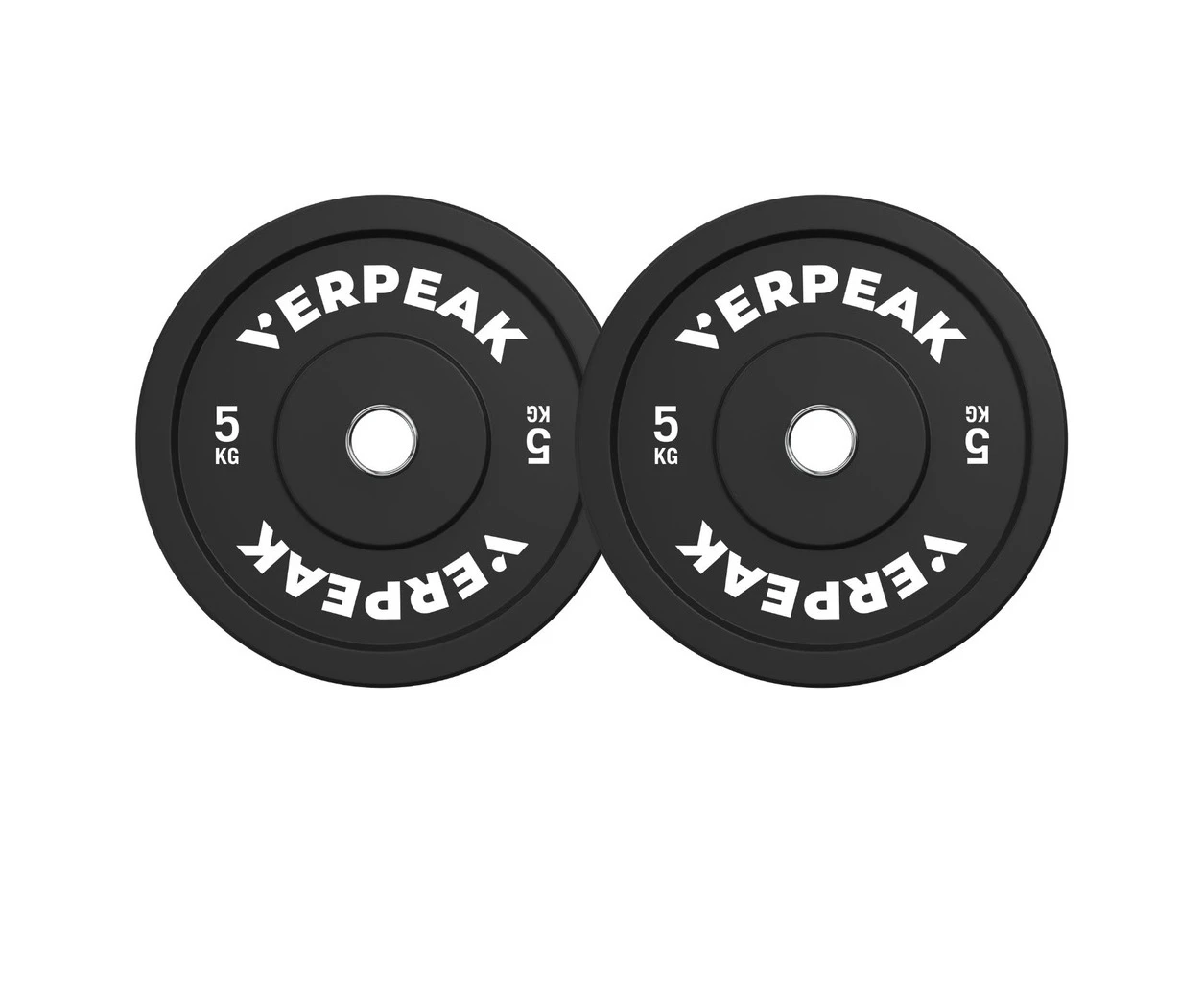 Verpeak Olympic Barbell Rubber Bumper Weight Plates Exercise Gym Weights Black 5kg x 2