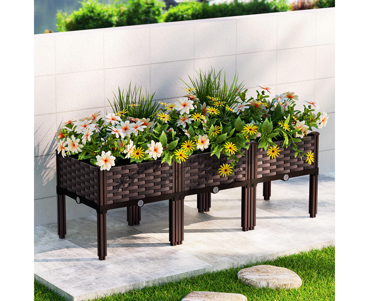 Raised Garden Bed 120x40x36cm Vegetable Herb Flower Planter Outdoor Indoor