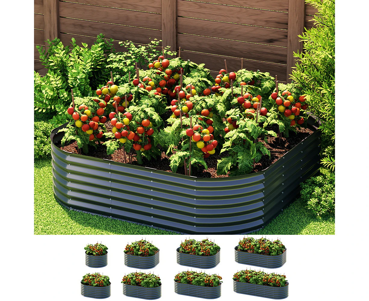 Raised Garden Bed Galvanized Steel 9 Configurations 45cm High Planter Box Grey