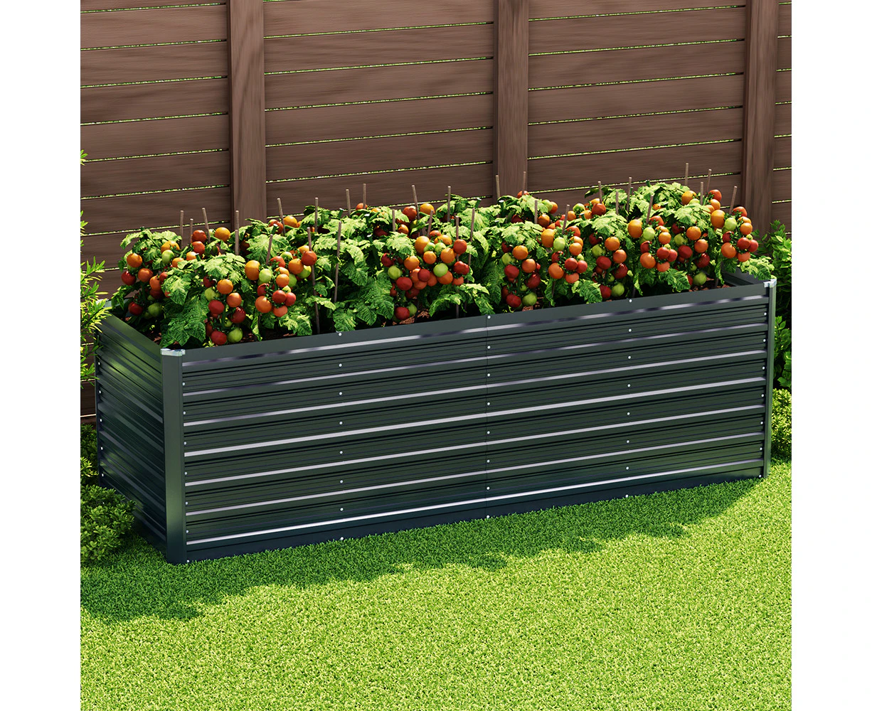 Raised Garden Bed 240x80x77cm Galvanised Steel Planter Box for Vegetables Herbs