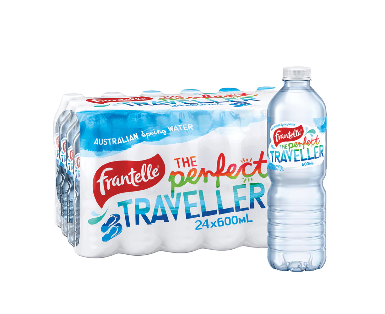 24pc Frantelle Natural Still Spring Water Traveller Drink Bottles 600ml