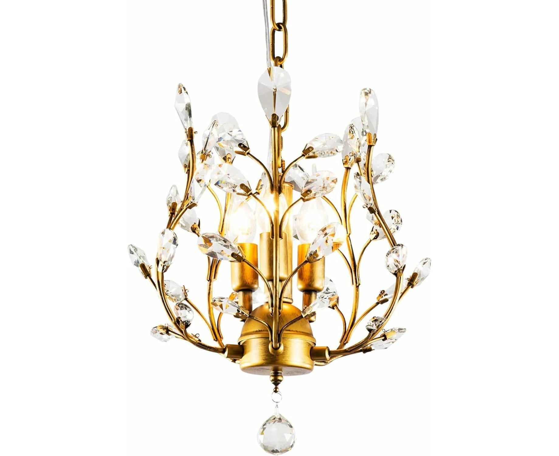 Crystal Chandeliers K9 3-Light Gold