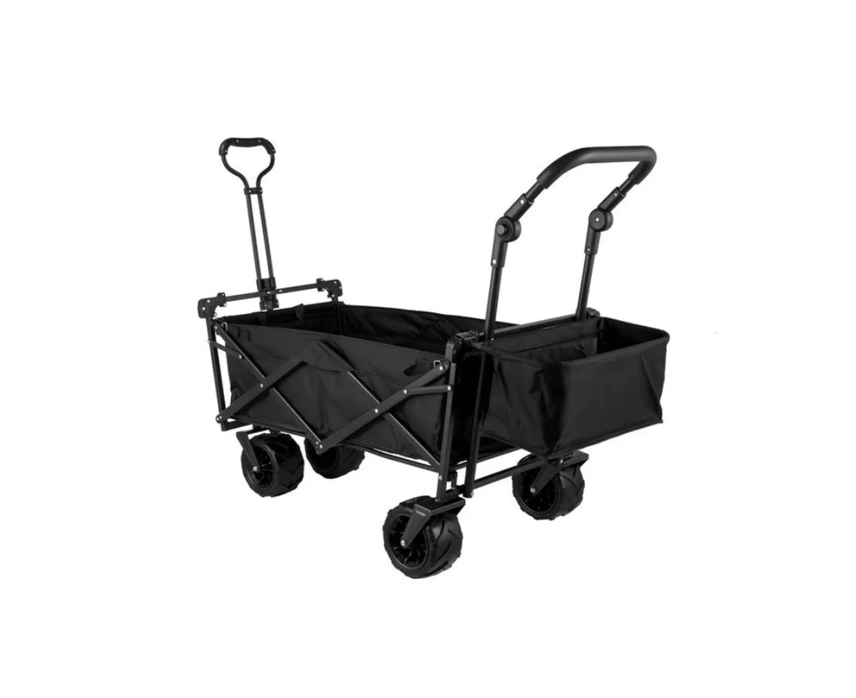 Premium Folding Wagon Cart 100kg Capacity, Adjustable Handle, Oxford Cloth, Collapsible Design - Ideal for Outdoor Garden and Camping