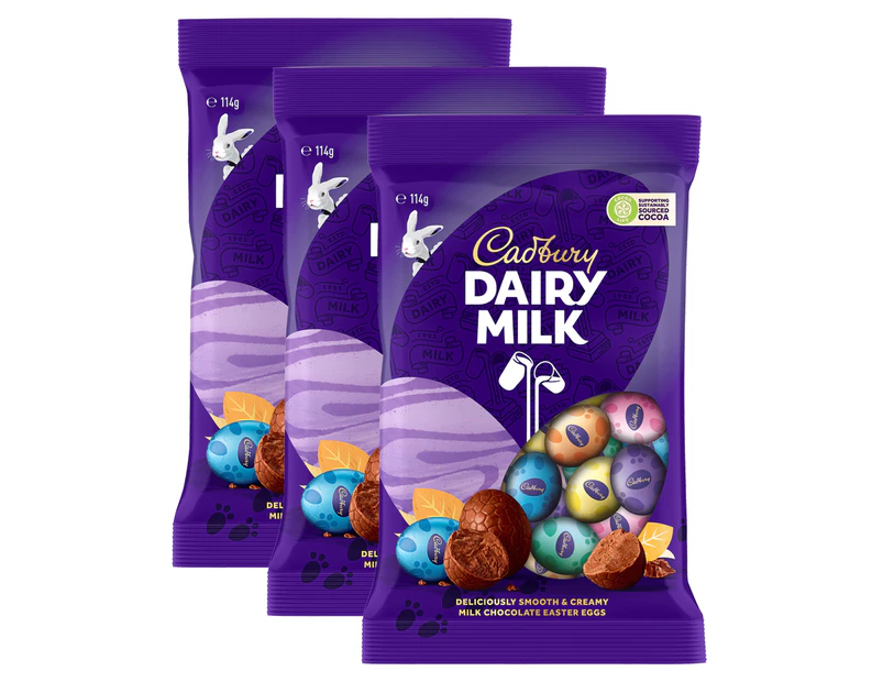 3 x Cadbury Dairy Milk Chocolate Easter Eggs 114g