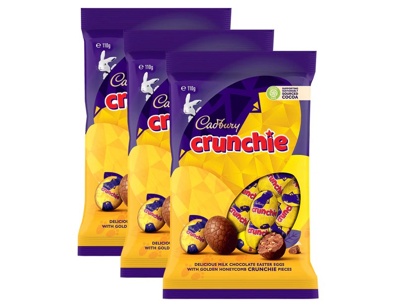 3 x Cadbury Crunchie Easter Egg Bag 110g