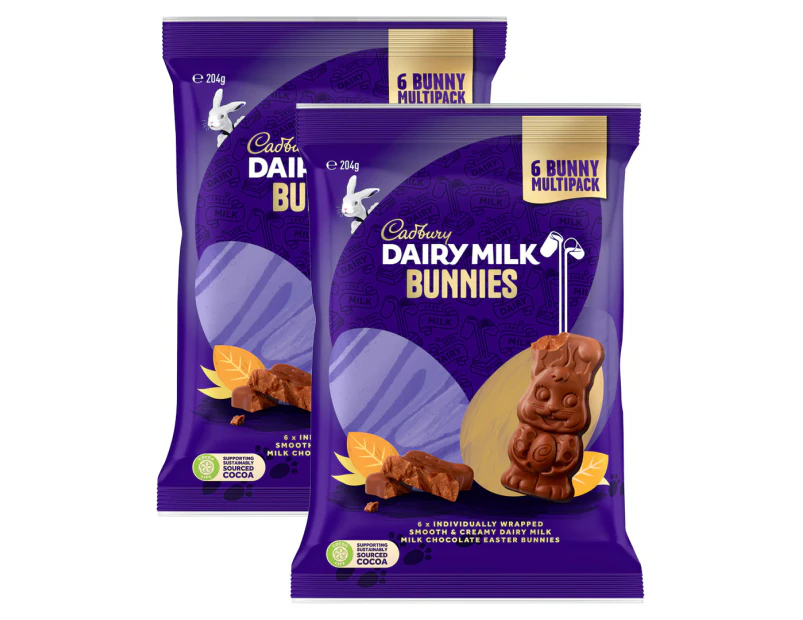 2 x Cadbury Dairy Milk Chocolate Bunnies Share Pack 204g