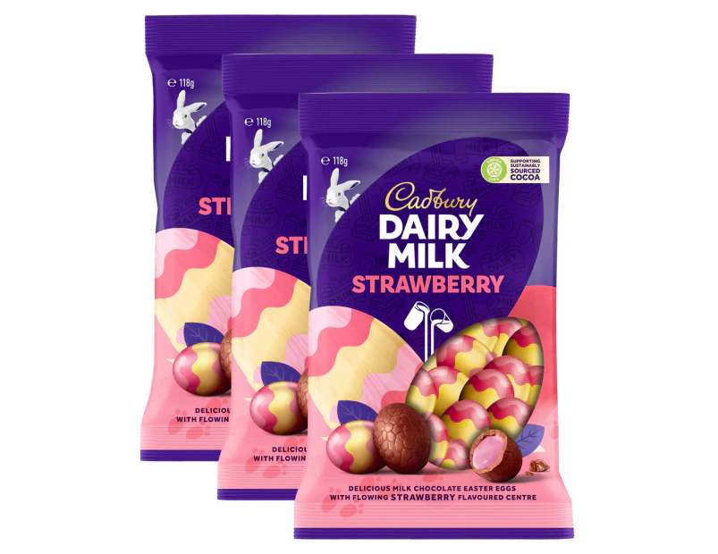 3 x Cadbury Dairy Milk Egg Bag Strawberry 118g