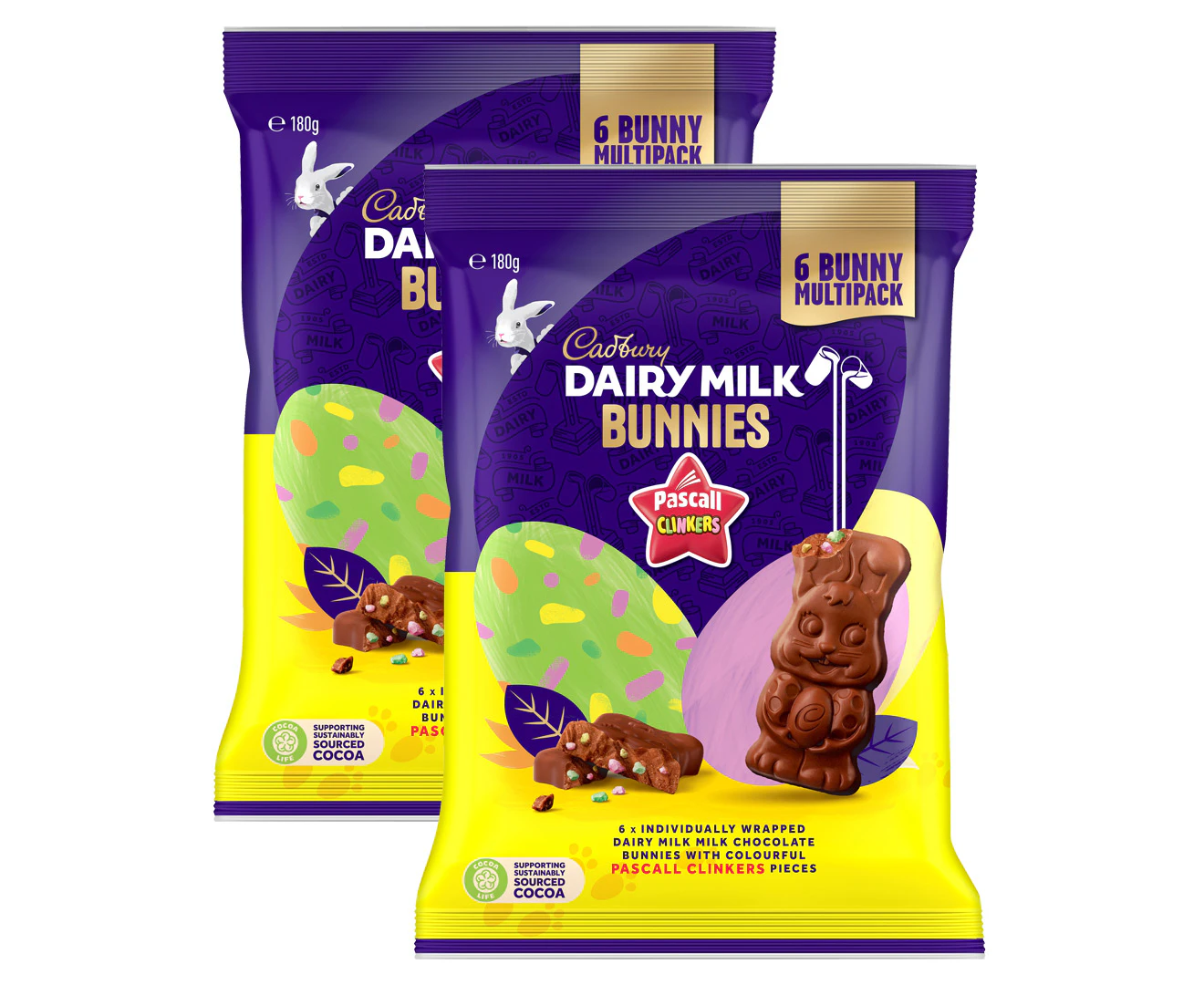 2 x Cadbury Clinker Bunny Share Bag 180g