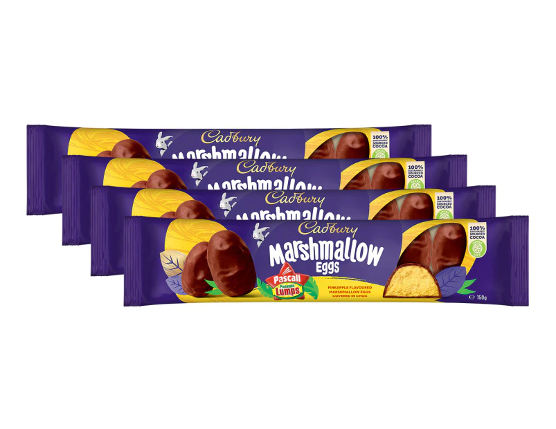 4 x Cadbury Marshmallow Pascall Pineapple Lumps Easter Eggs 150g