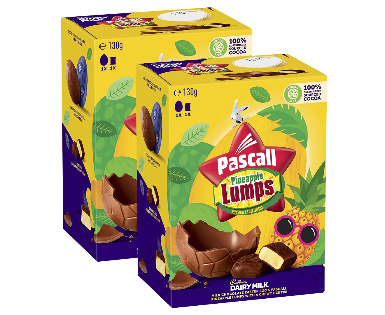 2 x Cadbury Pascall Pineapple Lumps Gift Box 130g