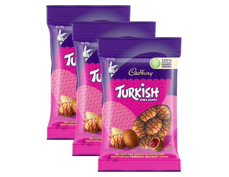 3 x Cadbury Turkish Delight Easter Eggs 117g