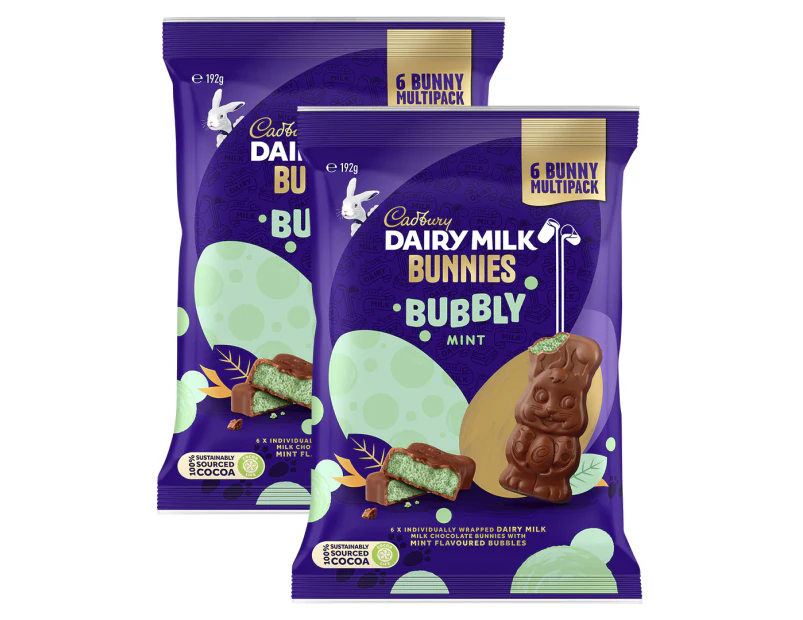 2 x Cadbury Bubbly Mint Bunny Sharepack 192g