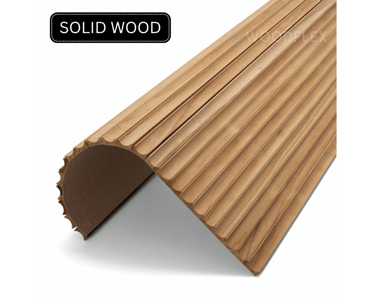 WOODFLEX Flexible Solid Paulownia Wood Slat Wall Panel - 2400mm x 595mm - Wave