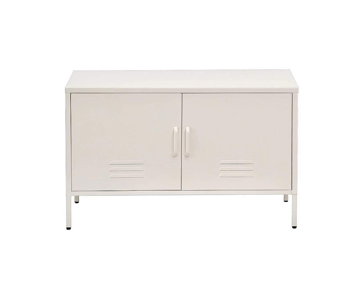 Modern White Metal Buffet Sideboard Storage Cabinet with Shelves