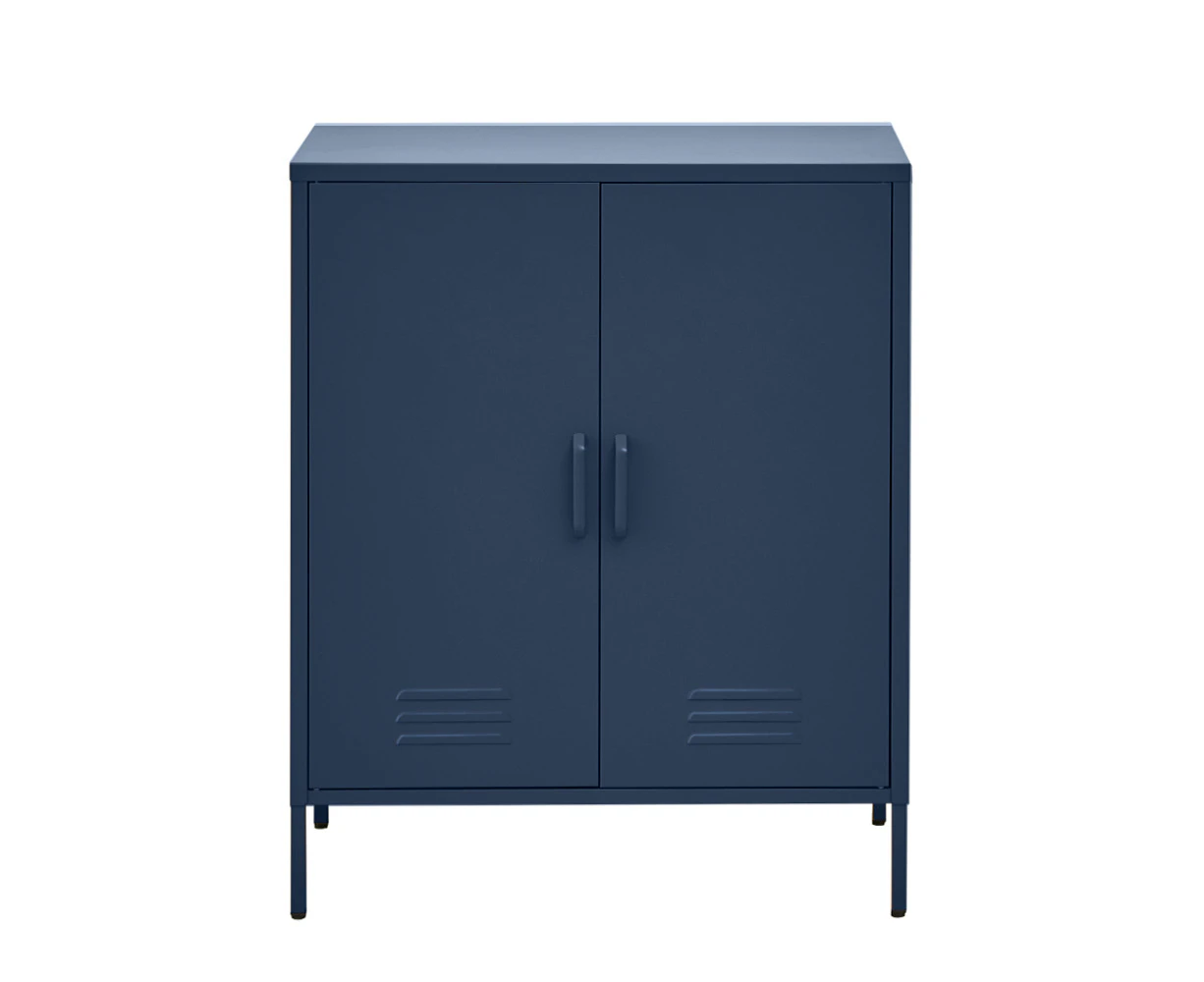 Modern Blue Metal Buffet Sideboard Storage Cabinet with Shelves