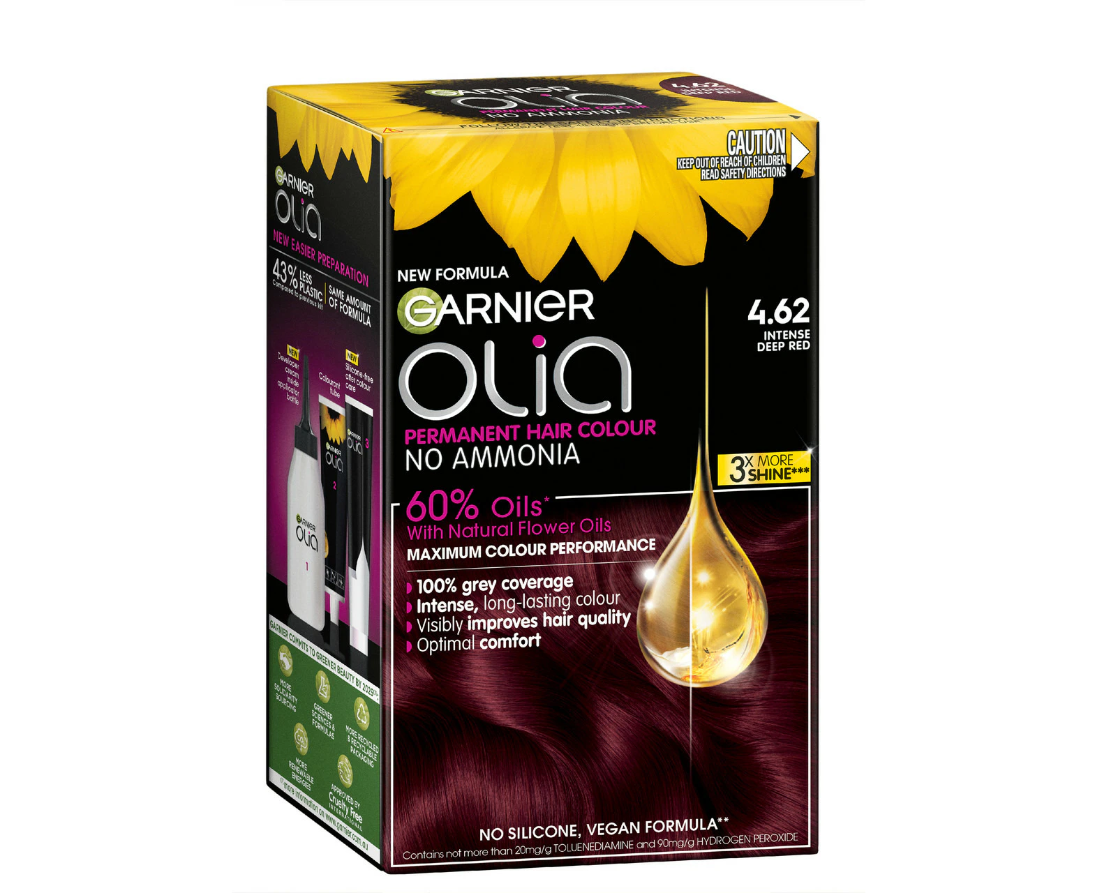 Garnier Olia 4.62 Intense Deep Red Permanent Hair Colour No Ammonia, 60% Oils