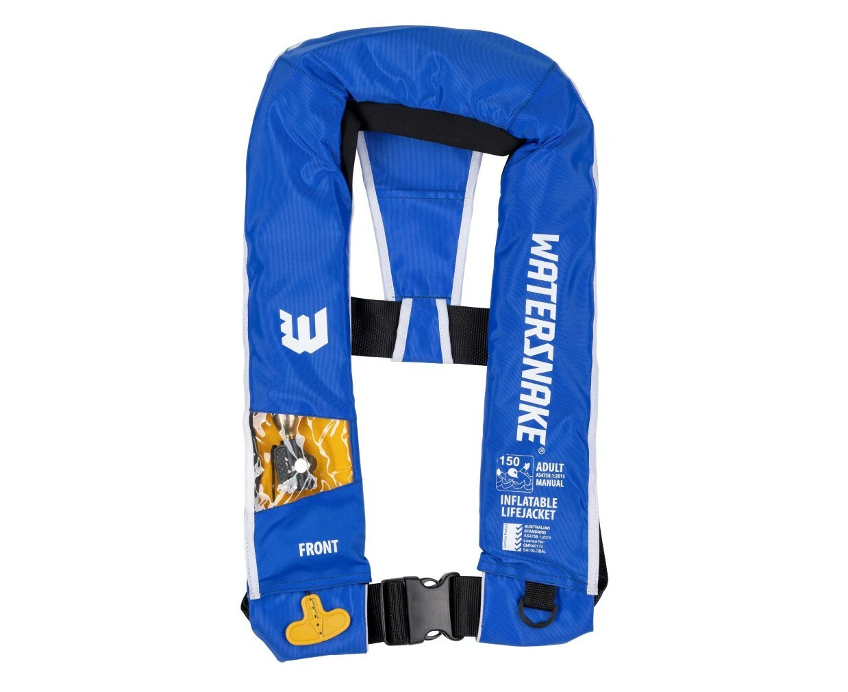 Blue Watersnake Manual Inflatable PFD With Window - Level 150 Adult Life Jacket