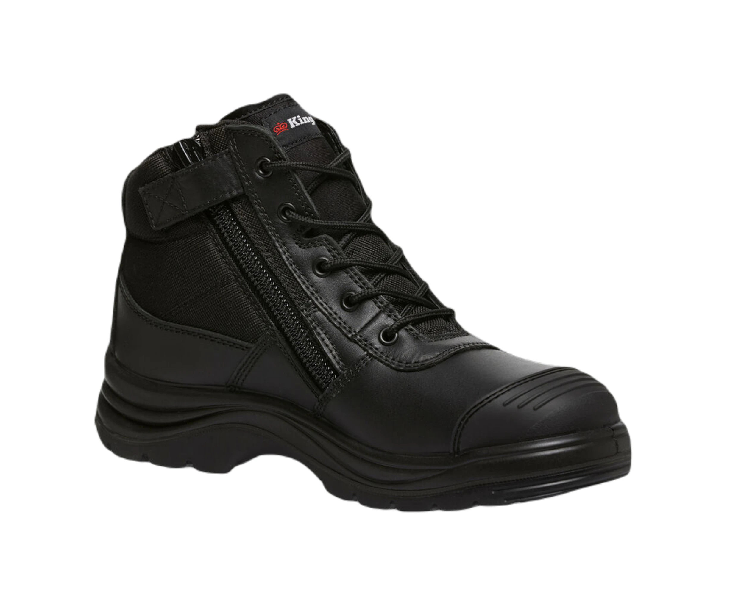 KingGee Men's Tradie Zip/Lace Steel Cap Safety Work Boots 5" - Black