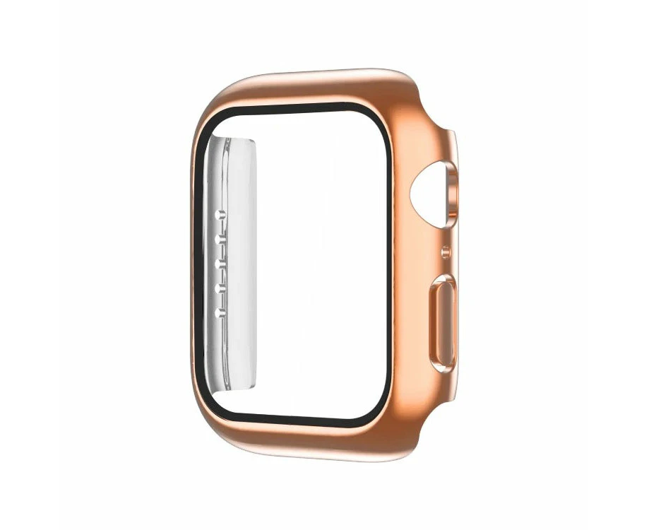 Pc Full Cover Watch Case Tempered Screen Protector For Apple Iwatch Series 10 9 8 7 6 5 4 3 2 1 46mm 45mm 44mm 42mm 41mm 40mm 38mm Rose gold