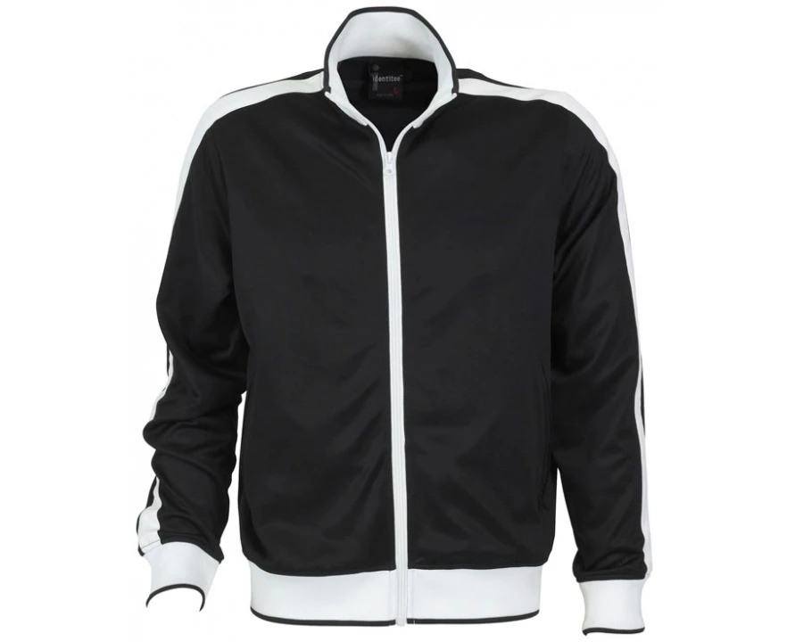 Identitee Mens Varsity Track Top Jacket Tracksuit Warm Winter Jumper Long Sleeve - Black/White