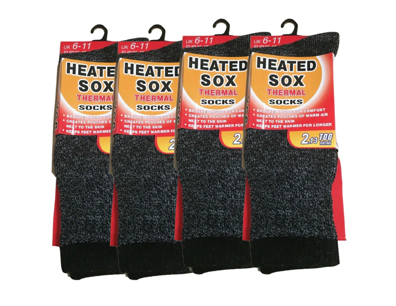 4 Pairs Mens THERMAL HEATED SOCKS Warm Winter Comfort Mens Work Sox Ski BULK