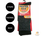 4 Pairs Mens THERMAL HEATED SOCKS Warm Winter Comfort Mens Work Sox Ski BULK