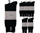 6 Pairs PREMIUM BAMBOO SOCKS Mens Heavy Duty Thick Work Socks BULK Cushion - Black