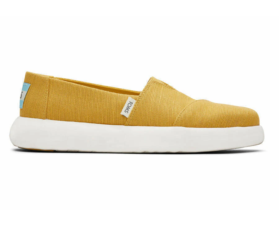 TOMS Womens Canvas Slip On Shoes Sneakers Flats Alpargata Espadrilles - Mustard