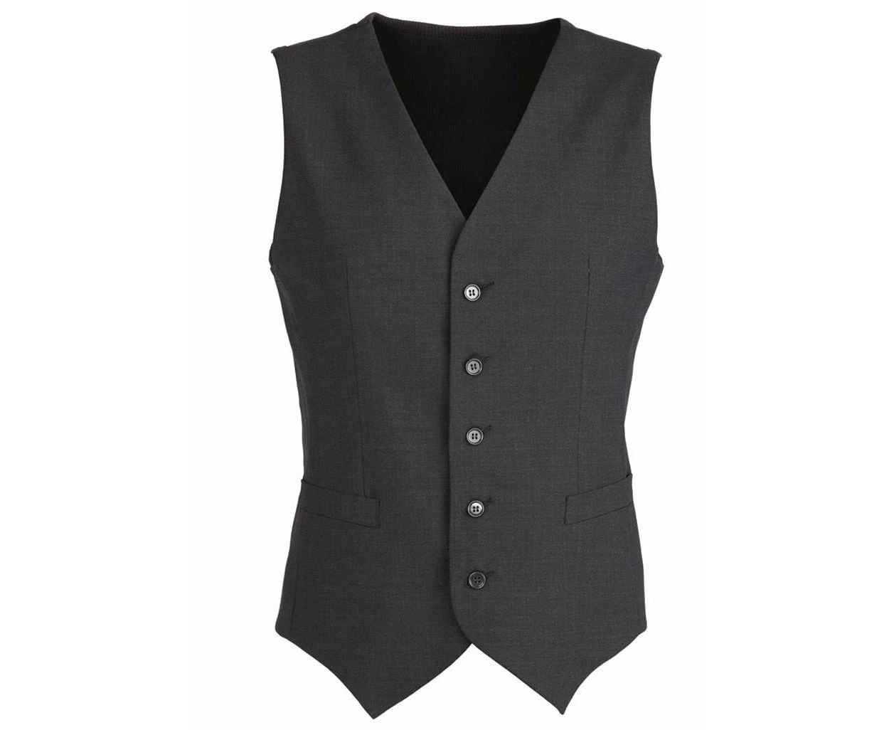 Mens Wool Blend Vest w/ Knitted Back Waistcoat Sleeveless Wool Blend - Charcoal