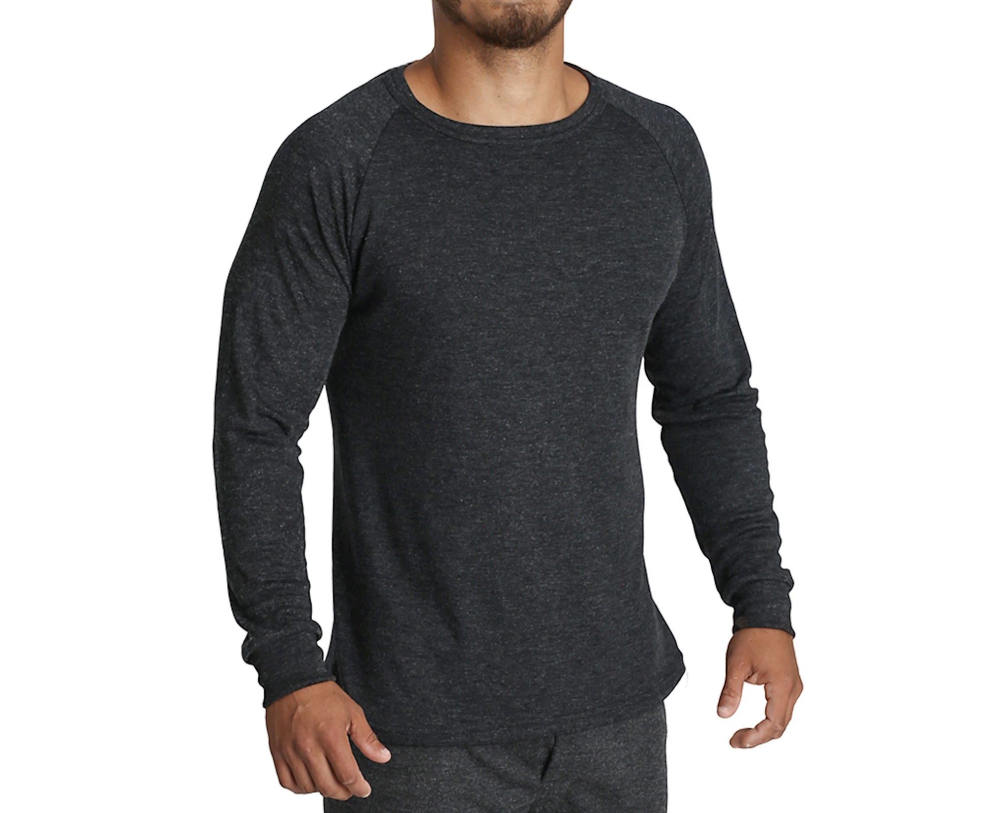 Mens Merino Wool Blend Long Sleeve Thermal Top Underwear Thermals Base Layer - Black