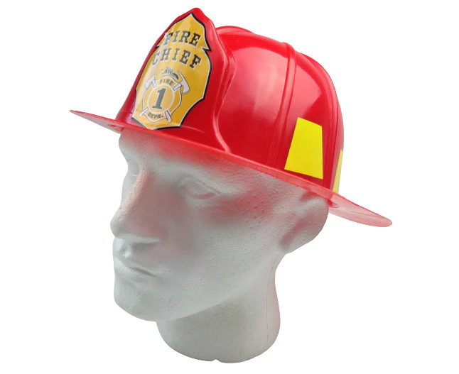 FIREMAN HAT Firemans Helmet Costume Dress Up Party Red Plastic Halloween Cap