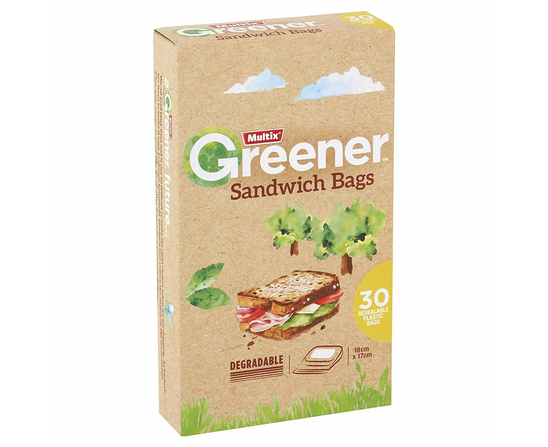 Multix Degradable Sandwich Bags 18cm x 17cm - 1 Pack of 30