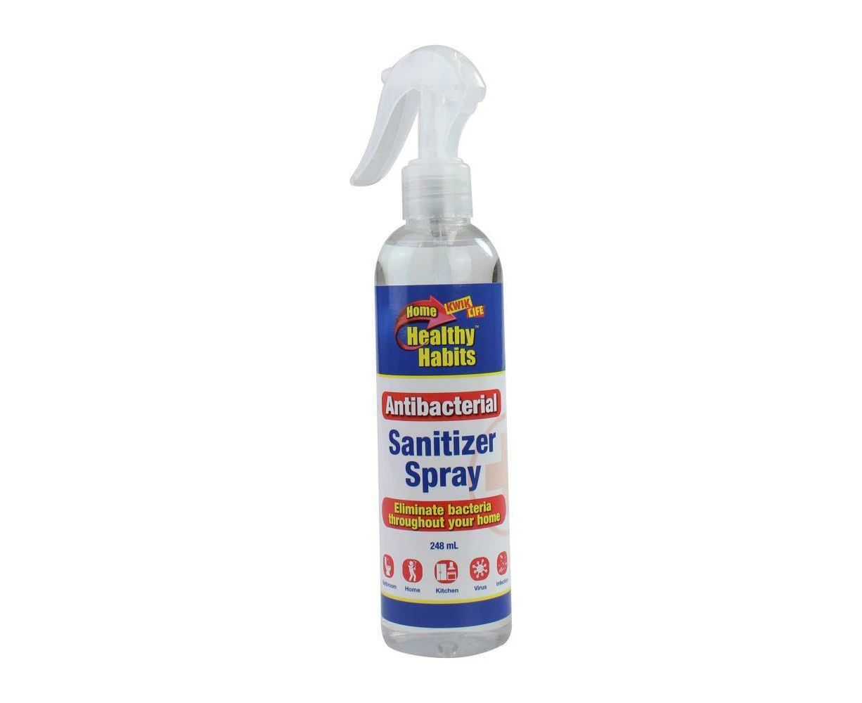 248ml Kwik Life Healthy Habits Antibacterial Sanitizer Sanitiser Spray Bottle 62%