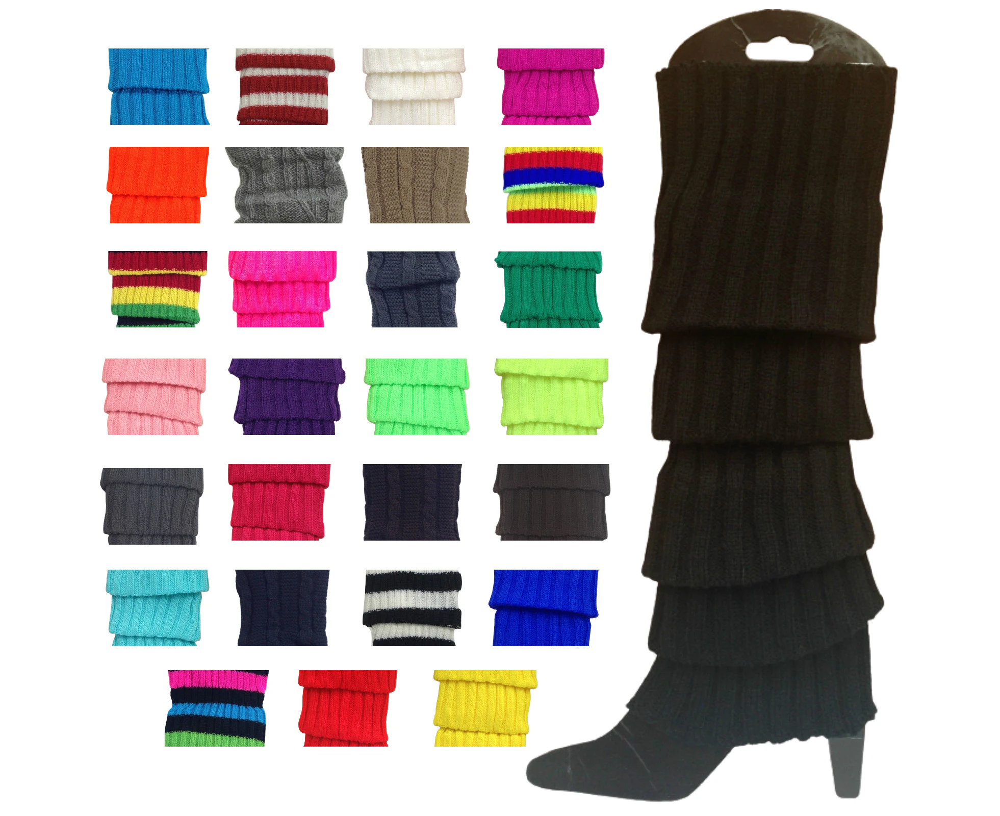 12x LEG WARMERS Knitted Womens Costume Neon Dance Party Knit 80s BULK - Assorted Pack